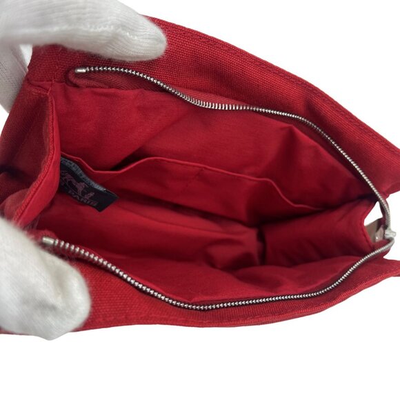 Authentic HERMES Douville Pouch Red Cotton #36635392 - Picture 10 of 12